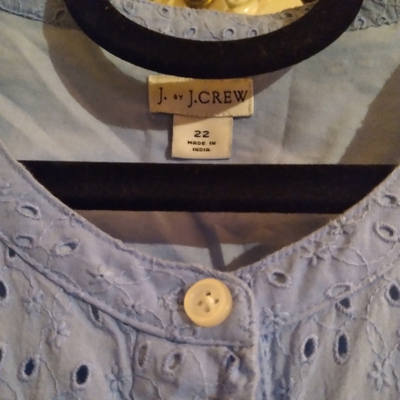 Blue sleeveless eyelet J. Crew shirt dress plus size 22 3X - Picture 4 of 6